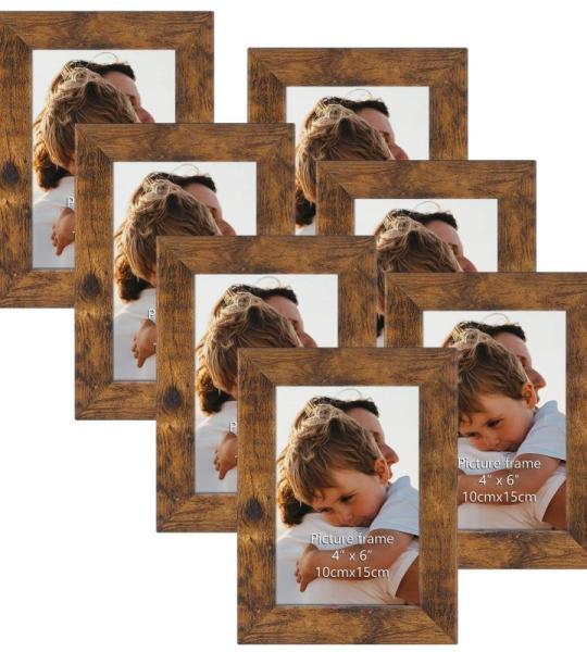 Set van 7 rustieke fotolijsten voor foto's, 10 x 15 cm, vintage stijl, ideaal voor wand- en tafelinstallatie in de woonkamer, slaapkamer, kantoor of hal