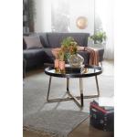 Koffietafel Glas en Metaal 78 x 42,5 x 78 cm Salontafel Goud en Zwart | Ronde Tafel Woonkamer Moderne | Glazen Tafel Bijzettafel Rond