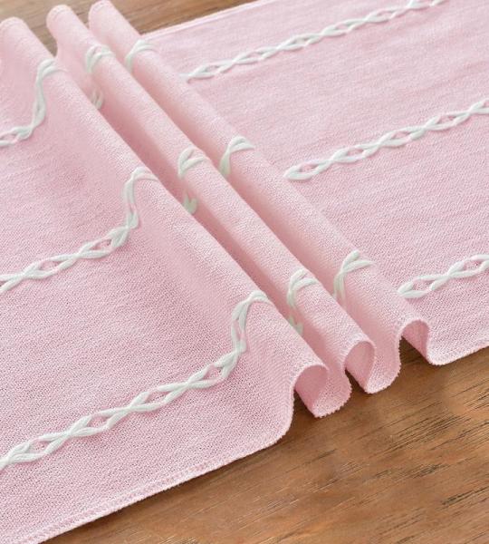 katoenen linnen tafelloper, boerderijstijl Roze tafelloper 90cm lang, voor dineren, feestdagen en dagelijks gebruik (Roze, 90cm)