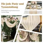 Tafelloper, 2 stuks, 90 x 300 cm, beige kaasdoek, lange tafelloper van gaas, rustieke tafelloper, mousseline tafelloper voor bruiloftsdecoratie, verjaardagsfeest, beige