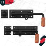 Deurgrendel rechts met hangslot, deurgrendel, boutgrendel, slotgrendel, slotgrendel, poedercoating, vergrendeling, deursluiting, 280 mm