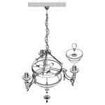 Hanglamp Marbella, 6-lamps, vintage, rustiek, hanglamp van gepolijst gegoten metaal, albastglas in champagne-kleur, eettafellamp, woonkamerlamp met E14-fitting