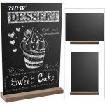 2 stuks kleine krijt, houten bord voor buffet, bruiloft, tafelkaartjes, kaarthouder, memobord, menu, tafelkaarten, met standaard