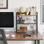 3-Tier Kruidenrek - Industriële Teller Plank, Desktop Opslag Organizer, Staand Kruidenrek voor Aanrecht Keuken, Kantoor, Woonkamer, Rustiek Bruin TLJ021H