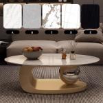 Luxuriöser Couchtisch aus Marmor mit goldfarbener Metallhalterung für Wohnzimmer, elegantes Design, einzigartiges Design, leicht zu reinigen