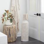 Bamboe Tall Geweven Vloervaas, 9" x 9" x 30", Wit