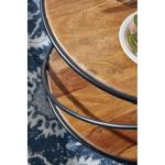 Koffietafel Massief Sheesham-Hout en Metaal 58x58x35 cm Salontafel Bruin | Ronde Tafel Woonkamer Moderne met Opbergruimte | Lage Tafel Bijzettafel Woonkamertafel