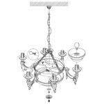 Hanglamp Marbella, 9-lamps, vintage, rustiek, hanglamp van gepolijst gegoten metaal, albastglas in champagne-kleur, eettafellamp, woonkamerlamp met E14-fitting
