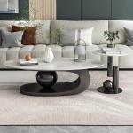 Luxuriöser Couchtisch aus Marmor mit goldfarbener Metallhalterung und Stein-Arbeitsplatte, elegantes Design, leicht zu reinigen