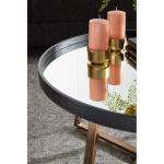 Koffietafel Glas en Metaal 78 x 42,5 x 78 cm Salontafel Goud en Zwart | Ronde Tafel Woonkamer Moderne | Glazen Tafel Bijzettafel Rond