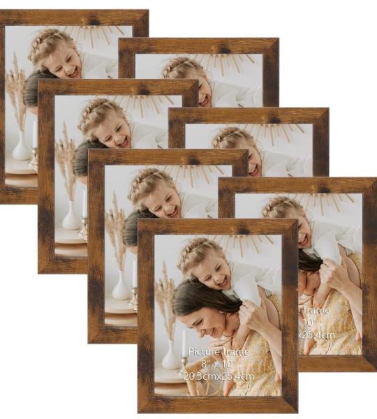 Set van 7 rustieke fotolijsten voor foto's, 20 x 25 cm, vintage stijl, ideaal voor wand- en tafelinstallatie in de woonkamer, slaapkamer, kantoor of hal