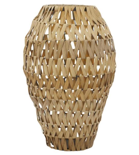 Plastic rotan handgemaakte decoratieve vaas geweven middenstuk vaas, vaas voor huisdecoratie 15 "x 15" x 22", bruin