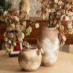 Bloemen ​​Keramische Vaas Set van 3 China Stijl Vaas Bloemenvat Decor Beton Pot Rustieke Decoratieve Bloemenvaas voor Home Decor, Tafel Woonkamer Decor, Plank Decor (Set of 3)
