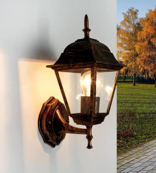 Elegante buitenlamp wand aluminium IP44 E27 in zwart koper TIROL wandlamp buiten tuinhuis