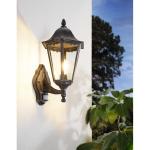 Buitenwandlamp Navedo, 1-lichts buitenlamp incl. bewegingsmelder, sensor-wandlamp van gegoten aluminium en glas, kleur: zwart, zilver-patina, fitting: E27, IP44
