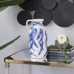 Hedendaagse keramische onregelmatige vaas, 7" x 6" x 13", blauw