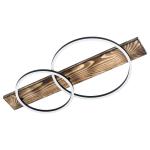 Boyal Led-plafondlamp, 2 lichtpunten, vintage, rustiek, keukenlamp van staal, hout en kunststof, zwart, bruin, wit, lengte 78 cm