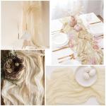 12Pack Käsetuch Tischläufer Beige, rustikale Gaze Tischläufer 90*300CM Käsetuch Tischläufer, Käsetuch Boho Tischläufer für Hochzeit, Party(Beige)