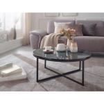 FineBuy Design salontafel Ø 80 cm marmerlook, woonkamertafel met metalen frame, ronde tafel woonkamer bijzettafel