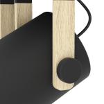 Plafondlamp Hornwood met 4 spots, vintage en industrieel design plafondspot, lamp plafond van zwart en crème metaal, natuurlijk hout, plafondverlichting voor woonkamer en slaapkam