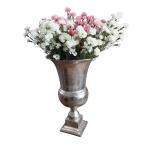 Vaas, bloemenvaas, pokalvaas, decoratieve vaas, aluminium, zilver, groot, voor kunstbloemen en pampasgras, 56 cm