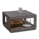 Festival Fulda Twee laden van oud hout, cement-ruime salontafel met legplank voor je woonkamer, Engineered, 80 x 46 x 80 cm