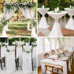 Tafelloper, 4 stuks witte kaasdoek, tafelloper, boho-mousseline, decoratieve stof, rustieke gaas, tafelloper voor bruiloft, verjaardag, decoratie, 90 x 300 cm