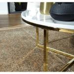 FineBuy Design salontafel Ø 80 cm marmerlook, woonkamertafel met metalen frame, ronde tafel woonkamer bijzettafel