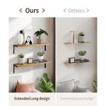 Wandrek, hout, set van 2, metalen planken, , lang, wandrek, natuur, decoratie, opbergplanken voor keuken, slaapkamer, woonkamer, badkamer, 60 cm