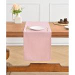 Tischläufer aus Rosa Leinen, 90cm lang, maschinenwaschbar, rustikaler Bauernhaus-Tischläufer für Essen, Feiertage, Partys und den täglichen Gebrauch(Rosa, 90cm)