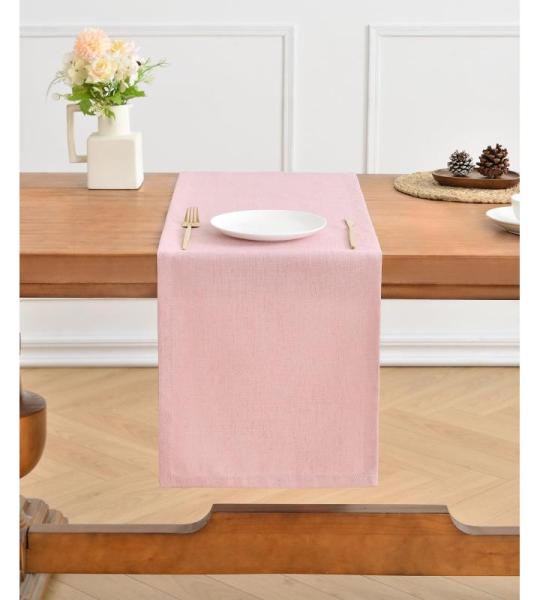 Tischläufer aus Rosa Leinen, 180cm lang, maschinenwaschbar, rustikaler Bauernhaus-Tischläufer für Essen, Feiertage, Partys und den täglichen Gebrauch(Rosa, 180cm)