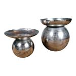 Vaas 2-delige set bloemenvaas pot pokalvaas decoratieve vaas aluminium zilver 19/21 cm