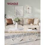 Salontafel rond, set van 2, woonkamertafel, bijzettafel, modern, afneembaar tafelblad, voor woonkamer, sneeuwwit-wolkenwit LET040W46