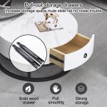 Moderne ronde salontafel set van 2 met marmereffect Top 2-in-1 ontwerp handige 2 laden ideaal voor woonkamer decoratie en opslag