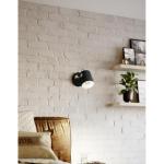 wandlamp Hornwood, vintage muurlamp in industrieel ontwerp, retro wandspot van staal en hout, kleur zwart, crème, bruin, E27 fitting, FSC-gecertificeerd