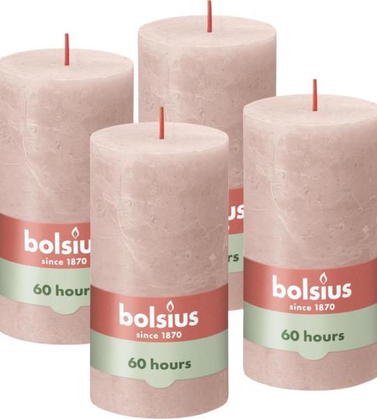 Rustieke stompkaarsen, 4 stuks, decoratieve kaarsen voor huishouden, lengte brandduur 60 uur, ongeparfumeerd, natuurlijke plantenwacht, zonder palmolie, 13 x 7 cm