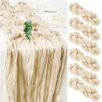 Tafelloper, 6 stuks beige kaasdoek, tafelloper, boho-gaas, kaasdoek, tafelloper, rustieke doorzichtige loper, tafelkleed voor boho, bruiloft, decoratie, verjaardagsfeest, 90 x 300 