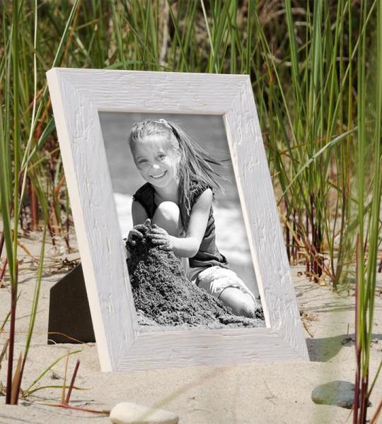 Fotolijst, 13 x 18 cm, hout, blauw, set van 5 echt houten frame, rustiek, strandhuis, Made in Germany, echt glas, om op te hangen en neer te zetten, extra accessoires - drijfhoutlo