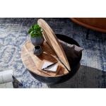 salontafel Mango massief hout metaal 60x34x60 cm industriële stijl rond | Design salontafel met opbergruimte | Moderne salontafel salontafel zwart