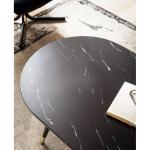 Salontafel, 120 x 60 x 41,5 cm, in marmerlook, zwart, modern, design woonkamertafel met metalen frame, grote bijzettafel, woonkamer