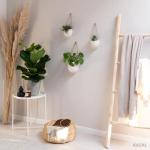 Wandvazen -Ellie- | hangende keramische bloempotten 3-delig | wanddecoratie voor kamer, balkon en tuin | crème (mat)