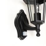 Buiten wandlamp met bewegingsmelder aluminium glas zwart IP44 terras D:23 cm E27 lantaarn nostalgische sensor wandlamp PARIS