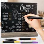 10 stuks leisteenbord om te beschrijven, mini-bord met houten standaard en 4 pennen, menukrijtbord, buffet, kleine , met houten standaard, tafelblad voor bar, café, verjaardag