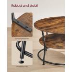 Salontafel rond, woonkamertafel, banktafel met plank, eenvoudige montage, metaal, industrieel design, vintage bruin-inktzwart LCT80BX