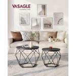 Salontafel rond, set van 2, woonkamertafel, bijzettafel, modern, afneembaar tafelblad, voor woonkamer, inktzwart LET040B22