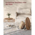 Salontafel rond, set van 2, woonkamertafel, bijzettafel, modern, afneembaar tafelblad, voor woonkamer, honingbruin-wolkenwit LET040K41