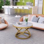 Bijzettafel ronde salontafel met delicate patronen sterke stenen platen en niet-roestende metalen frames voor thuis woonkamer