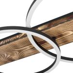 Boyal Led-plafondlamp, 3 lichtpunten, vintage, rustiek, modern, plafondlamp van staal, hout en kunststof, voor keuken of hal, zwart, bruin, wit,
