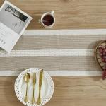 Tafelloper, katoen, linnen, boerderijstijl, voor binnen en buiten, koffietafel, loper, 275 cm, voor feest, eetkamer, keuken, decoraties (koffie, 275 cm)