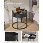 Salontafel rond, set van 2, bijzettafel, bijzettafel, modern, verborgen opbergruimte, dienblad, voor woonkamer, slaapkamer, balkon, natuurbeige-inktzwart LCT044K67